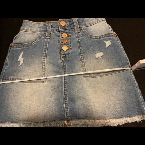Justice - Denim Distressed Mini Skirt - Size 8 - With Pockets - NWT - Picture 13 of 16